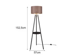 Reality Leuchten Tripod Stehleuchte COLETTE Mit Stoffschirm In Taupe/Gold & Ablagetisch, H 152cm -Globo Store tripod stehleuchte colette mit stoffschirm in taup 3