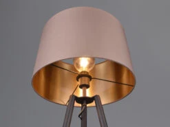 Reality Leuchten Tripod Stehleuchte COLETTE Mit Stoffschirm In Taupe/Gold & Ablagetisch, H 152cm -Globo Store tripod stehleuchte colette mit stoffschirm in taup 5