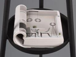 Reality Leuchten Tripod Stehleuchte COLETTE Mit Stoffschirm In Taupe/Gold & Ablagetisch, H 152cm -Globo Store tripod stehleuchte colette mit stoffschirm in taup 7