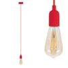 Vellight Universal Schnurpendel Textil Rot Mit E27 Filament LED, Kabel 140cm