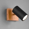Trio Leuchten Wand- & Deckenstrahler MARLEY Schwarz Mit Holz 1-flammig Spot Schwenkbar