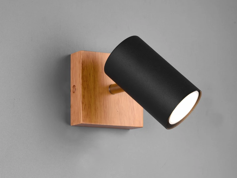 Trio Leuchten Wand- & Deckenstrahler MARLEY Schwarz Mit Holz 1-flammig Spot Schwenkbar 1 Trio Leuchten Wand- & Deckenstrahler MARLEY Schwarz Mit Holz 1-flammig Spot Schwenkbar