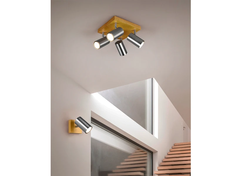 Trio Leuchten Wand- & Deckenstrahler MARLEY Silber Mit Holz 1-flammig Spot Schwenkbar 5 Trio Leuchten Wand- & Deckenstrahler MARLEY Silber Mit Holz 1-flammig Spot Schwenkbar – Bild 5
