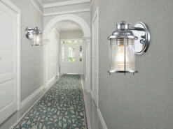 KICHLER Wandlaterne ASHLAND BAY In Chrom Für Badezimmer & Wohnraum, Höhe 21cm -Globo Store wandlaterne ashland bay in chrom fuer badezimmer w 4