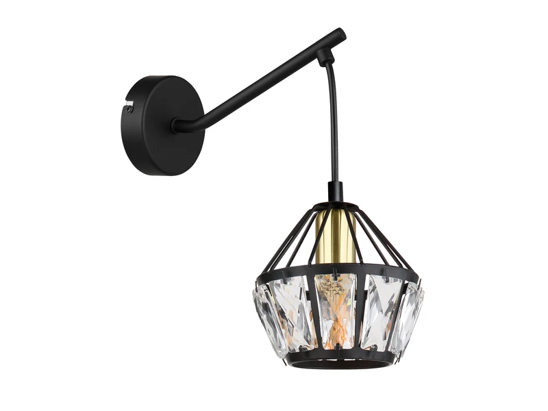 Globo Wandleuchte LOIS Mit Glaskristallen Metall Schwarz Gold, Höhe 25cm 11 Globo Wandleuchte LOIS Mit Glaskristallen Metall Schwarz Gold, Höhe 25cm – Bild 11