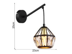 Globo Wandleuchte LOIS Mit Glaskristallen Metall Schwarz Gold, Höhe 25cm 14 Globo Wandleuchte LOIS Mit Glaskristallen Metall Schwarz Gold, Höhe 25cm -Globo Store wandleuchte lois mit glaskristallen metall schwarz 2