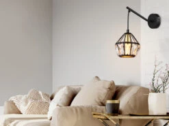 Globo Wandleuchte LOIS Mit Glaskristallen Metall Schwarz Gold, Höhe 25cm 17 Globo Wandleuchte LOIS Mit Glaskristallen Metall Schwarz Gold, Höhe 25cm -Globo Store wandleuchte lois mit glaskristallen metall schwarz 5