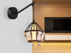 Globo Wandleuchte LOIS Mit Glaskristallen Metall Schwarz Gold, Höhe 25cm 20 Globo Wandleuchte LOIS Mit Glaskristallen Metall Schwarz Gold, Höhe 25cm -Globo Store wandleuchte lois mit glaskristallen metall schwarz 8