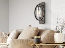 FEISS Wandleuchte MARLENA Aus Massivem Stahl In Bronze Mit Glas, Höhe 45,7cm -Globo Store wandleuchte marlena aus massivem stahl in bronze m 6