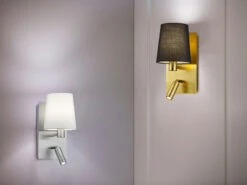 Trio Leuchten Wandleuchte MARRIOT Gold Mit Schwenkbarem Leselicht & Stoffschirm Rund Schwarz 13 Trio Leuchten Wandleuchte MARRIOT Gold Mit Schwenkbarem Leselicht & Stoffschirm Rund Schwarz -Globo Store wandleuchte marriot gold mit schwenkbarem leselich 5