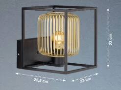 Fischer & Honsel Wandleuchte Mit Lamellen Lampenschirm Gold, 23x23cm -Globo Store wandleuchte mit lamellen lampenschirm gold 23x23cm 2