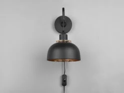 Reality Leuchten Wandleuchte PUNCH Mit Schalter Metall Schwarz Gold Mit Drahtgeflecht Ø 18cm -Globo Store wandleuchte punch mit schalter metall schwarz gold 6