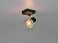 Reality Leuchten Wandstrahler ARDON Mit Gitter Lampenschirm In Gold, Höhe 16cm -Globo Store wandstrahler ardon mit gitter lampenschirm in gold 6