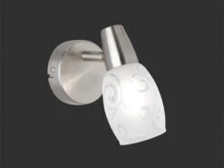 Reality Leuchten Wandstrahler COLMAR 1 Flammig Matt Silber Dekorglas Satiniert, Höhe 15cm -Globo Store wandstrahler colmar 1 flammig matt silber dekorgla 2