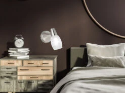 Reality Leuchten Wandstrahler COLMAR 1 Flammig Matt Silber Dekorglas Satiniert, Höhe 15cm -Globo Store wandstrahler colmar 1 flammig matt silber dekorgla 3