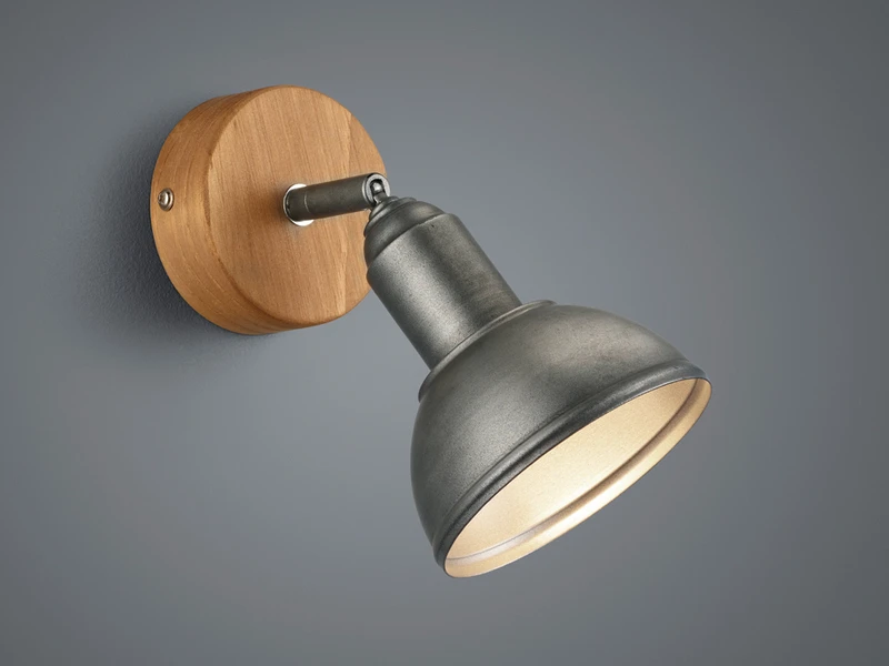 Trio Leuchten Wandstrahler DELHI Mit Holzelement & Metall Spot Schwenkbar, H:20,5 Cm 3 Trio Leuchten Wandstrahler DELHI Mit Holzelement & Metall Spot Schwenkbar, H:20,5 Cm – Bild 3