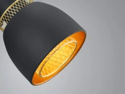 Reality Leuchten Wandstrahler PUNCH Metall Schwarz Gold Mit Drahtgeflecht, Höhe 14cm -Globo Store wandstrahler punch metall schwarz gold mit drahtge 3