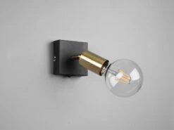 Reality Leuchten Wandstrahler Spot VANNES 1 Flammig Mit Schalter, Messing/Schwarz 9x11cm -Globo Store wandstrahler spot vannes 1 flammig mit schalter me 4