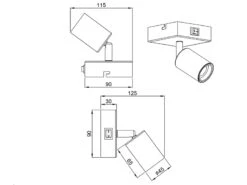 Reality Leuchten Wandstrahler Spot VANNES 1 Flammig Mit Schalter, Messing/Schwarz 9x11cm -Globo Store wandstrahler spot vannes 1 flammig mit schalter me 7