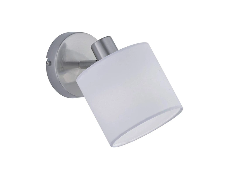 Reality Leuchten Wandstrahler TOMMY 1 Flammig In Silber Matt Mit Stoffschirm In Weiß Ø12cm 2 Reality Leuchten Wandstrahler TOMMY 1 Flammig In Silber Matt Mit Stoffschirm In Weiß Ø12cm – Bild 2