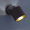 Reality Leuchten Wandstrahler TOMMY 1 Flammig Metall Mit Stoffschirm In Schwarz/Gold Ø12cm