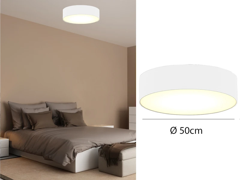 Smartwares Zeitlose Runde Deckenleuchte Mit Stoffschirm In Weiß Ø 50cm - CEILING DREAM 1 Smartwares Zeitlose Runde Deckenleuchte Mit Stoffschirm In Weiß Ø 50cm - CEILING DREAM