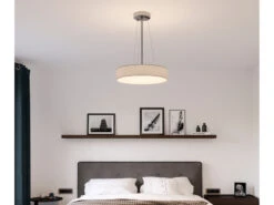 Smartwares Zeitlose Runde Hängeleuchte Mit Stoffschirm In Weiß Ø 50cm -Globo Store zeitlose runde haengeleuchte mit stoffschirm in we 7