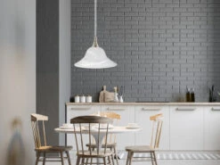 Trio Leuchten Zugpendelleuchte VIOLA Glas Weiß, Höhenverstellbar, Ø 39cm, Silber